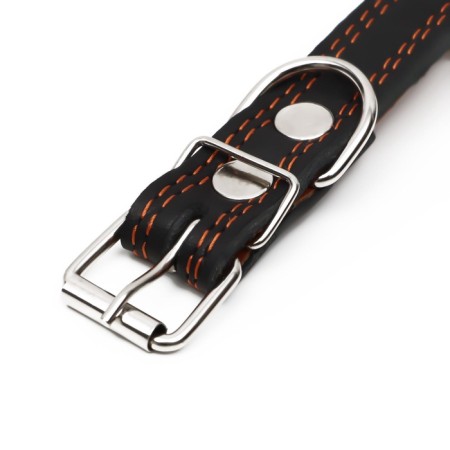 The leather collar "Strict spike", 56 x 2.5 cm, Osh 35-45 cm, black-5