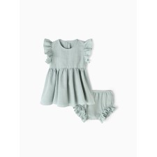 A set for a girl (tunic, shorts) minku, color gray-green, height 86-92 cm