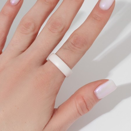 Ring Ceramics "Line", white matte color, 17.5 size-1