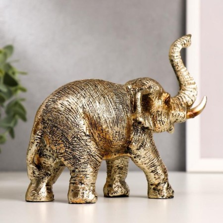 Souvenir Polystone "Golden Elephant" 13x16.8x6.5 cm-2