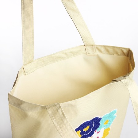 Textile choper with ugh embroidery, 40x35 cm, beige color-8