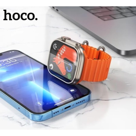 Smart hours Hoco Y12 Ultra, 1.96.240x280, BT5.0.320 mAh, call support, Lightning, golden-3