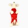 Clothing for dogs. Knitted sweater with "New Year" ornament, red, size S