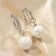 Earrings with pearls "Grace" thin line, white color in silver