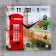 Watching clock, interior: city, "English telephone booth", 25 x 25 cm