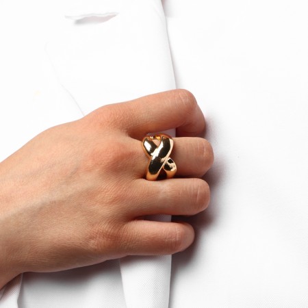 Ring metal "Trend" Infinity, volume, color gold, size 16-3
