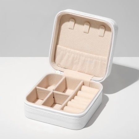 Organizer for storing jewelry "Portable box", 10.5 × 10.5 × 5 cm, white color-2