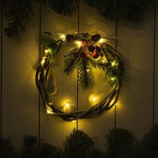 LED figure “Wreath with berries” 18 cm, plastic, batteries CR2032x2 (not in the kit), glow warm white