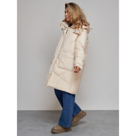Coat insulated winter female, size 50, beige color-2