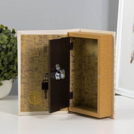 Safe wood leather "Our family values" 21x13x5 cm-5