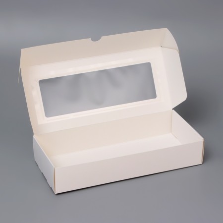 Box fold, pencil case, with a window, white, 27 x 12 x 5 cm-4