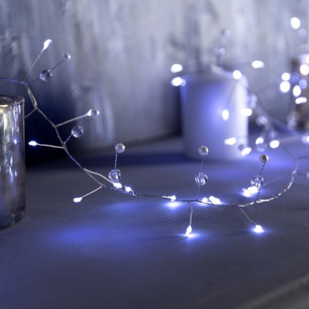 Girland "Mishura" 2 m dews with nozzles "Balls", IP20, silver thread, 100 LED, white glow, AAX3-1