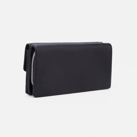 Women's wallet with a zipper, with a pen, black color-1