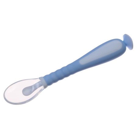 Spoon silicone nursery on a suction cup, in a container, blue color-3