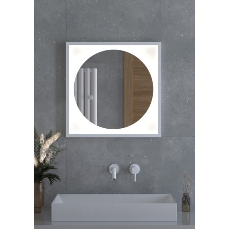 Mirror in a baguette frame with LED backlighting 12 W, 60x60 cm, without a switch, neutral white light, b-2