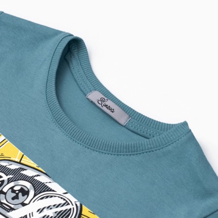 T-shirt for a boy, the color is gray-green, height 122 cm-1