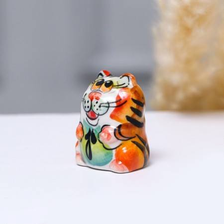 Souvenir "Satisfied Cat", 3 cm, color, gzhel.-1