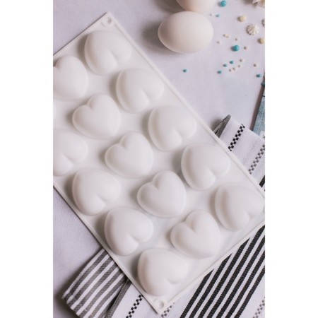Form for mousse desserts and baking konfinetta “hearts”, 29.8 × 17.3 × 2.5 cm, 15 cells (5 × 4.6 cm), white color-8