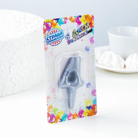 Candle in the "balls" cake, number 4, silver, 5.5 cm-1