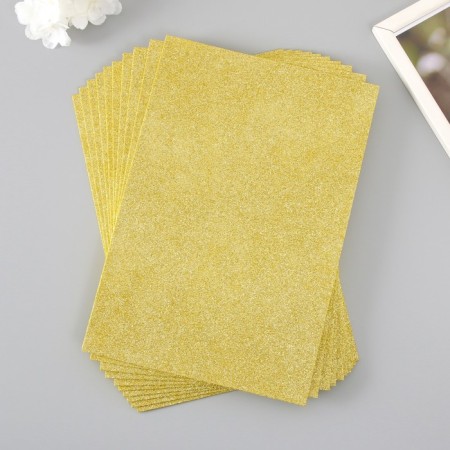 Foamiran glitter 2 mm, 20x30 cm, light golden-1