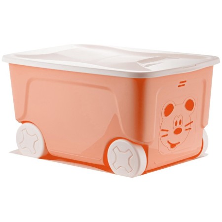 Children's box for toys cool, on wheels, 50 liters, color peach caramel