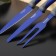A set of kitchen utensils FADED, 3 objects: 2 knives, fork for meat, blue color