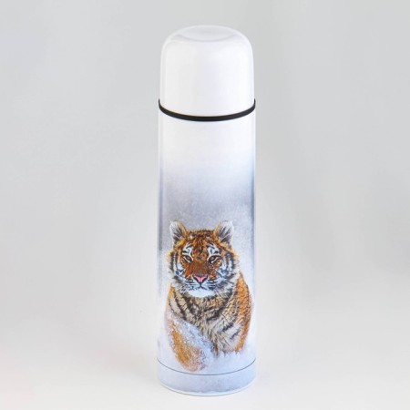 Thermos, 500 ml, sleeve "Master K. Tiger", with a mug, retains heat 24 hours, chrome