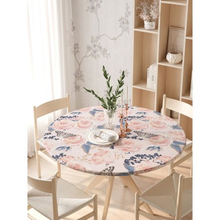 Great tablecloth “Tender composition”, round, oxford, elastic band, size 140x140 cm, diameter 105-120 cm-2