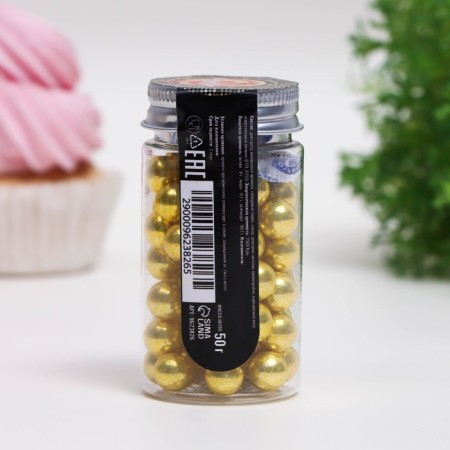 Sprinking confectionery "golden yellow", 10 mm, 50 g-2
