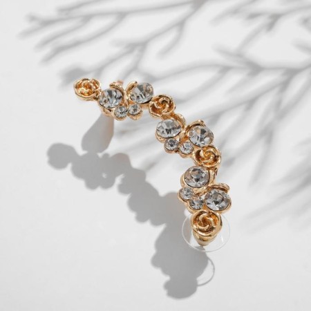 Earring "Kaff" rhinestones with rhinestones, white color in gold-1