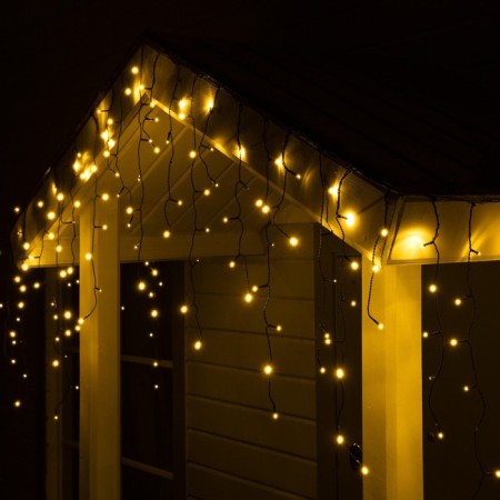 Garland "fringe" 3 × 0.6 m, IP44, UMS, dark thread, 100 LED, glow warm white, flicker, 24 V in-3