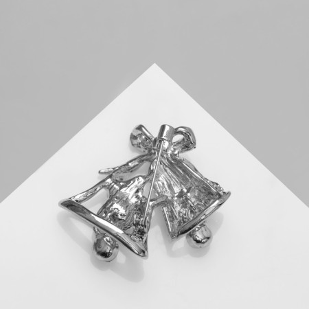 Brooch "Bells", white color in silver-2
