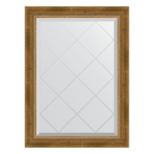 Mirror with engraving in the baguette frame, aged bronze with weaving 70 mm, 63x86 cm