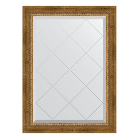 Mirror with engraving in the baguette frame, aged bronze with weaving 70 mm, 63x86 cm