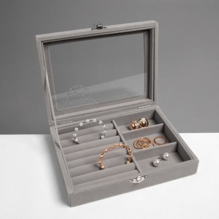 Steam for jewelry "Casket", 7 stripes, 3 cells, 20 × 15 × 4.5, color gray color-1