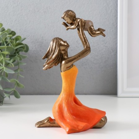 Polystone souvenir "Mom plays with the child" bronze, orange 12x9.5x19 cm
