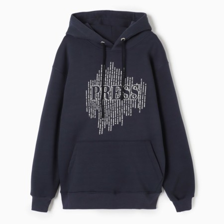 Male sweatshirt is laid down, the color is dark blue, size 50 (xl)