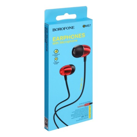 Headphones Borofone BM57 Platinum, vacuum, microphone, jack 3.5 mm, cable 1.2 m, red-3
