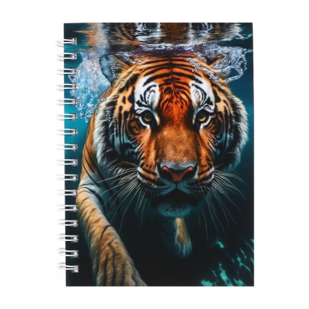 Notepad A6, 80 sheets in a cage, on a crest, "predatory beauty", a solid cover, lamination of Soft-Touch, block 70g/m2