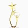 The award figure "Man with a star", gold, the plastic stand is blue, 18 x 6 x 6 cm.