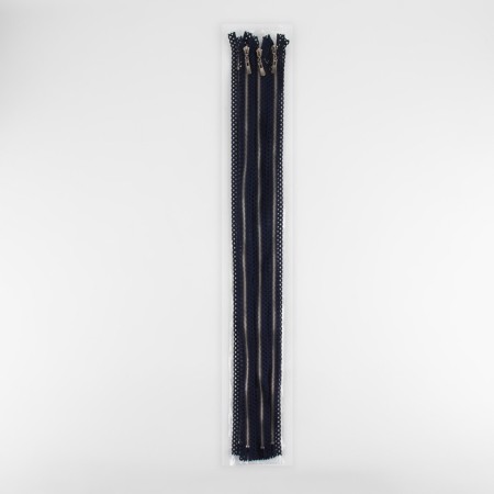 Metal zipper, No. 3, non-proceeding, automatic lock, 60 cm, dark blue color/nickel-3
