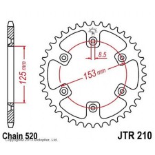 The rear star, driven JTR210 steel, chain 520, 39 teeth