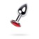 Anal plug with the Toyfa Metal rhinestone, silver, ruby, 7 cm, d = 2.8 cm