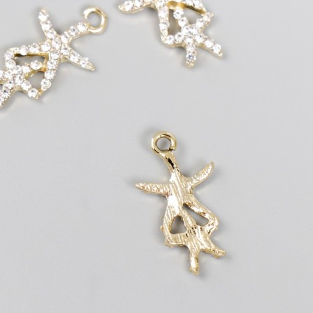 Decor for creativity metal, rhinestones "Two sea stars" 2x1.3 cm-1