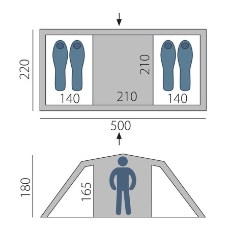 Arten Gemini tent, two-layer, 4-seater, blue color-1
