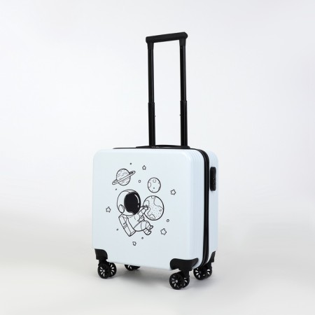 Small suitcase 20 "On a zipper, code castle, 4 wheels, white color
