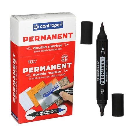 Marker permanent bilateral centropen 1666/12 Black, bullet/mowed, 2.5/4.0 mm