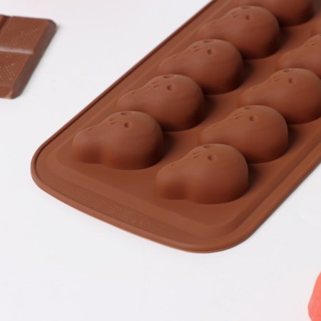 Form for jewelry of the share "Scream", silicone, 21 × 11 × 2 cm, 10 cells, brown color-2
