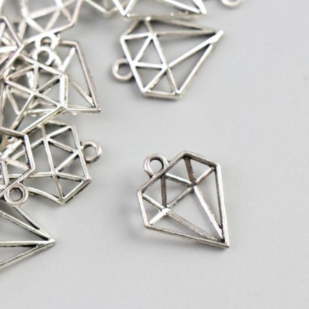 Decor for creativity Metal "Diamond" silver 1.9x1.6 cm-1