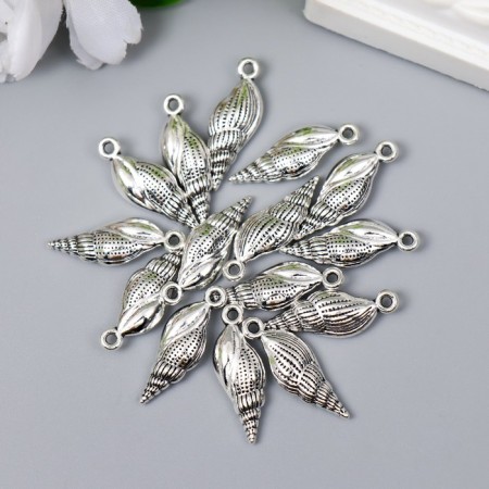 Decor Metal for creativity "Shell spindle" silver G182B1094 2.4x0.8 cm-2